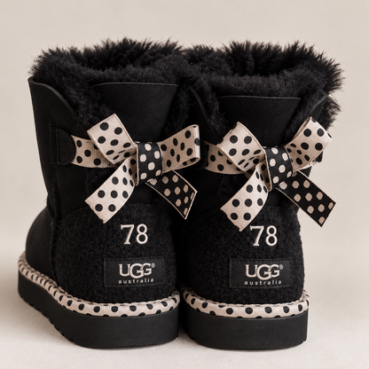Polka Dot Bow Cozy Boots