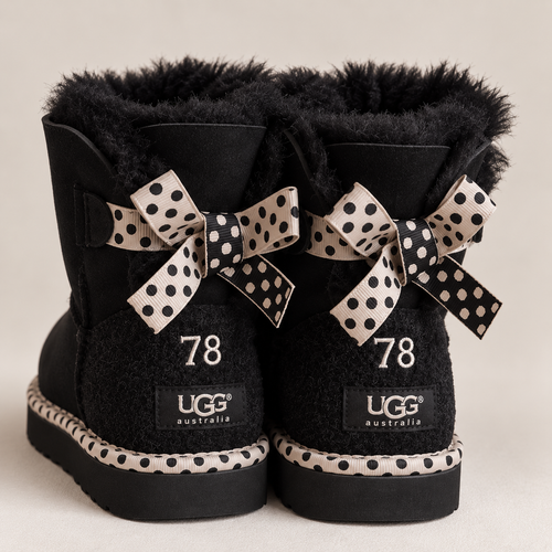 Polka Dot Bow Cozy Boots