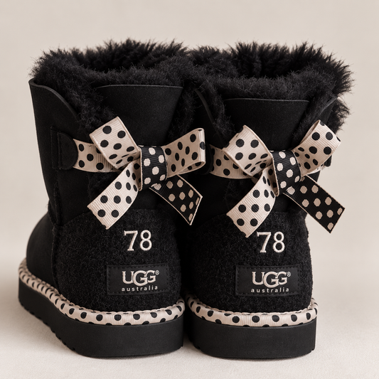 Polka Dot Bow Cozy Boots
