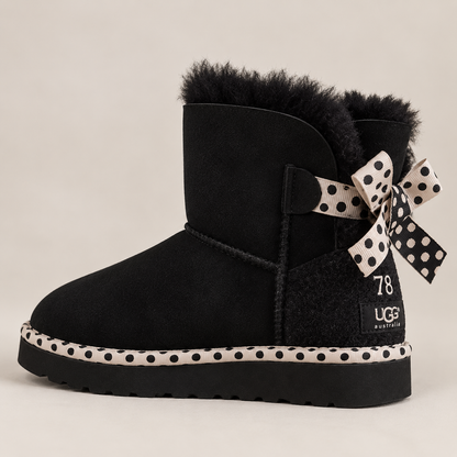 Polka Dot Bow Cozy Boots