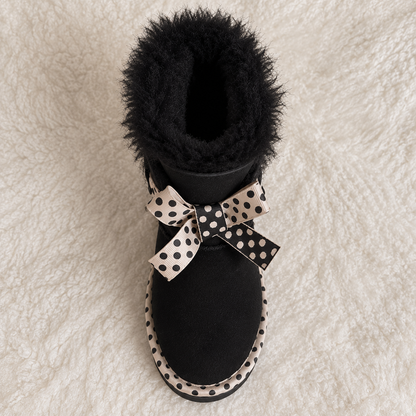 Polka Dot Bow Cozy Boots