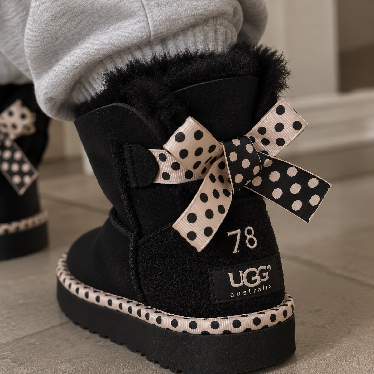 Polka Dot Bow Cozy Boots