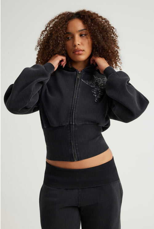 Cross Corset Zip Hoodie