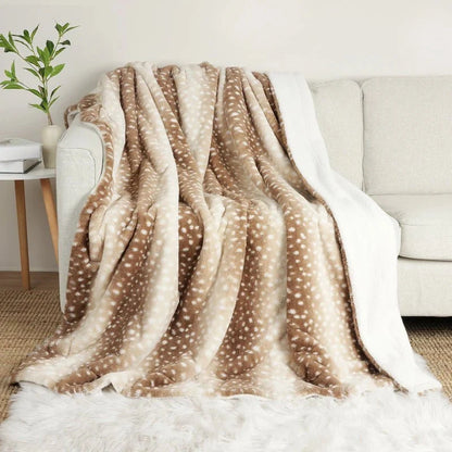 Deer Print Fur Blanket