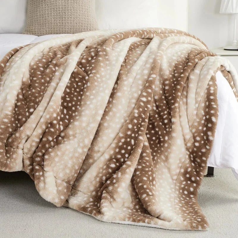 Deer Print Fur Blanket