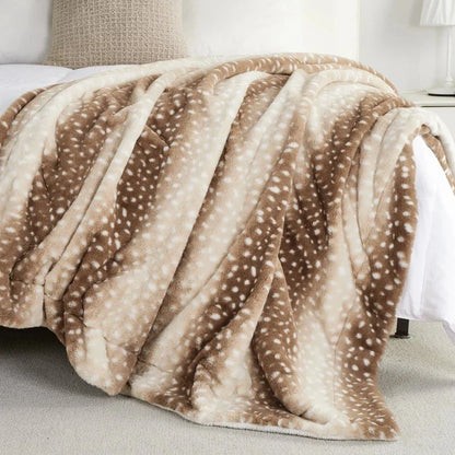 Deer Print Fur Blanket