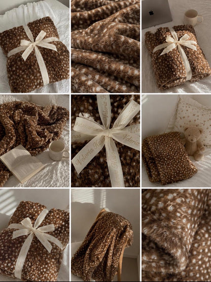 Deer Print Fur Blanket